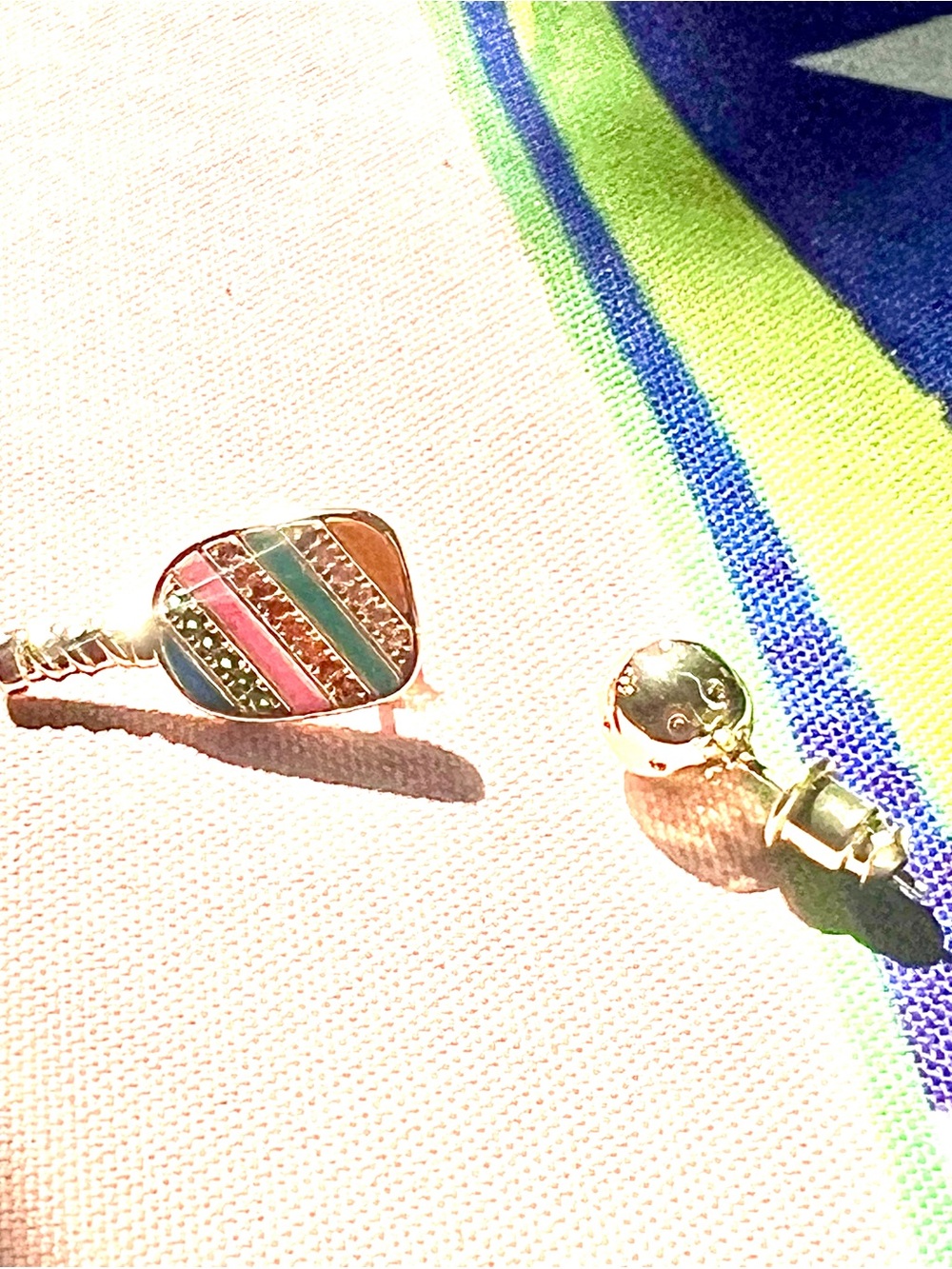 Multi-Color Enamel and Gold Stud Earrings: PICKLEBALL!